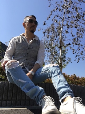 「アイテム（ベスト）」を使った、gekishinさん（メンズ・165cm・50代）の夏コーディネート