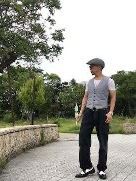 「TESTIFY（テスティファイ）のアイテム（キャスケット）」を使った、gekishinさん（メンズ・165cm）の夏コーディネート