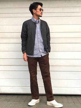 「コーディネート」｜「アイテム（ダウンジャケット/コート）」を使った、SCGさん（メンズ・178cm）の秋コーディネート