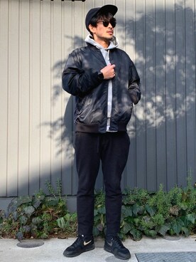 「EN ROUTE（アンルート）のアイテム（MA-1）」を使った、SCGさん（メンズ・178cm）の冬コーディネート
