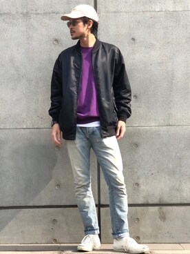 「EN ROUTE（アンルート）のアイテム（MA-1）」を使った、SCGさん（メンズ・178cm）の冬コーディネート