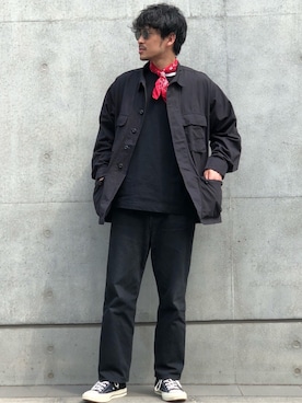 「アイテム（マフラー）」を使った、SCGさん（メンズ・178cm）の春コーディネート
