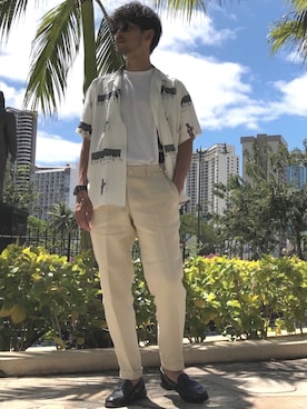 「アイテム（ローファー）」を使った、SCGさん（メンズ・178cm）の春コーディネート