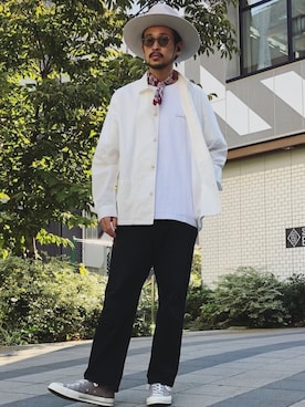 「アイテム（カバーオール、ホワイト系）」を使った、SCGさん（メンズ・178cm）の春コーディネート