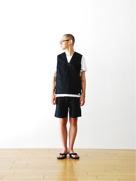「アイテム（ベスト）」を使った、WONDERMOUNTAINさん（メンズ・175cm）の夏コーディネート