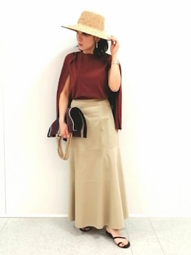 「スカートコーデ」｜「アイテム（帽子）」を使った、kaoriさん（レディース・153cm）の春コーディネート