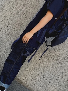 「meanswhile（ミーンズワイル）のアイテム（バックパック/リュック）」を使った、厲育涵さん（レディース・163cm）の冬コーディネート