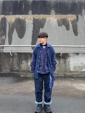 「plain-me（プレインミー）のアイテム（トップス）」を使った、厲育涵さん（レディース・162cm）の冬コーディネート