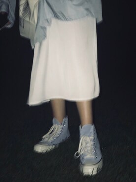 「CONVERSE（コンバース）のアイテム（シューズ、ブルー系）」を使った、是你的pp阿さん（レディース・165cm）の夏コーディネート