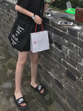 「NIKE（ナイキ）のアイテム（シューズ、ブラック系）」を使った、是你的pp阿さん（レディース・165cm）の夏コーディネート