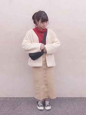 「154cm」｜「アイテム（ブルゾン）」を使った、やすたろさん（レディース・154cm）の冬コーディネート