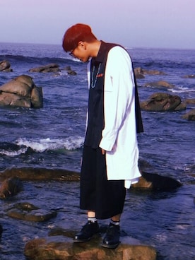「Dr. Martens（ドクターマーチン）のアイテム（ブーティ）」を使った、malmalさん（メンズ・180cm）の夏コーディネート