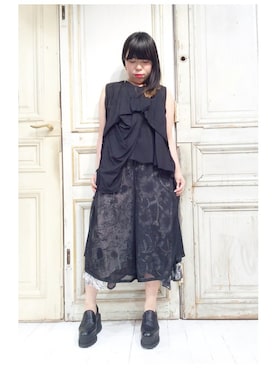 「gomme（ゴム）のアイテム（パンツ）」を使った、gommeさん（レディース・156cm）の春コーディネート