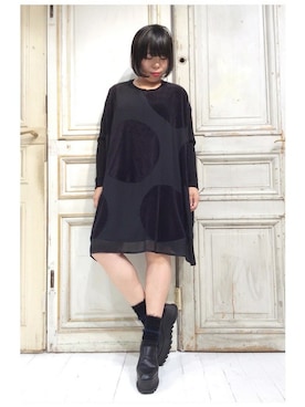 「アイテム（ドレス、ブラック系）」を使った、gommeさん（レディース・156cm）の夏コーディネート