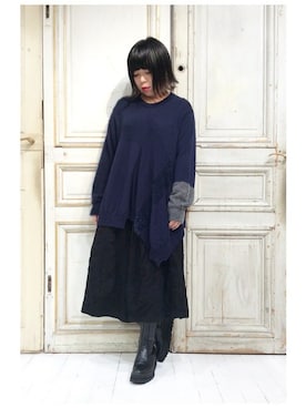 「gomme（ゴム）のアイテム（パンツ）」を使った、gommeさん（レディース・156cm）の秋コーディネート