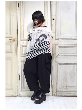 「gomme（ゴム）のアイテム（パンツ）」を使った、gommeさん（レディース・156cm）の春コーディネート