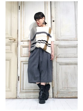 「gomme（ゴム）のアイテム（パンツ）」を使った、gommeさん（レディース・156cm）の春コーディネート