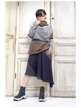 「gomme（ゴム）のアイテム（パンツ）」を使った、gommeさん（レディース・156cm）の秋コーディネート