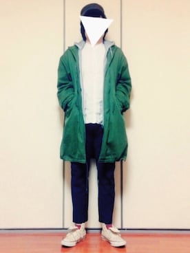 「ノーカラーシャツ」｜「アイテム（ミリタリージャケット）」を使った、3865さん（メンズ・170cm）の冬コーディネート