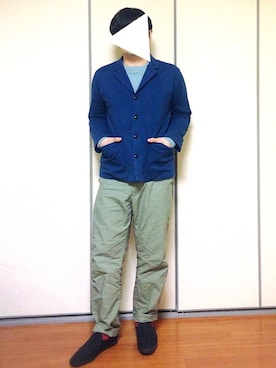 「春ニット」｜「アイテム（ノーカラージャケット）」を使った、3865さん（メンズ・170cm）の春コーディネート