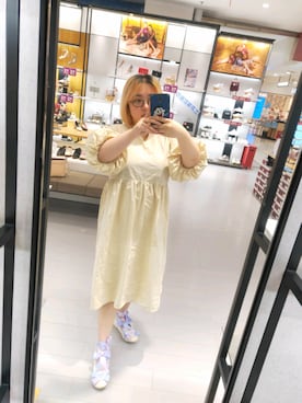 「随便买的，没牌子のアイテム（ワンピース、ベージュ系）」を使った、河童叨叨さん（レディース・154cm）の夏コーディネート