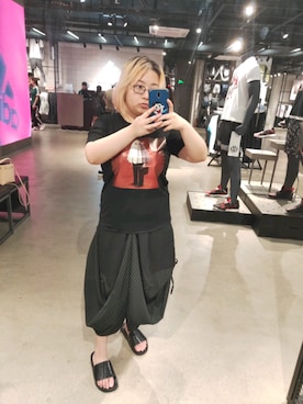 「adidas（アディダス）のアイテム（その他シューズ、ブラック系）」を使った、河童叨叨さん（レディース・154cm）の夏コーディネート