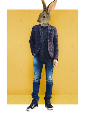 「AZUL by moussy（アズールバイマウジー）のアイテム（タンクトップ）」を使った、ウサ男さん（メンズ・176cm）の冬コーディネート