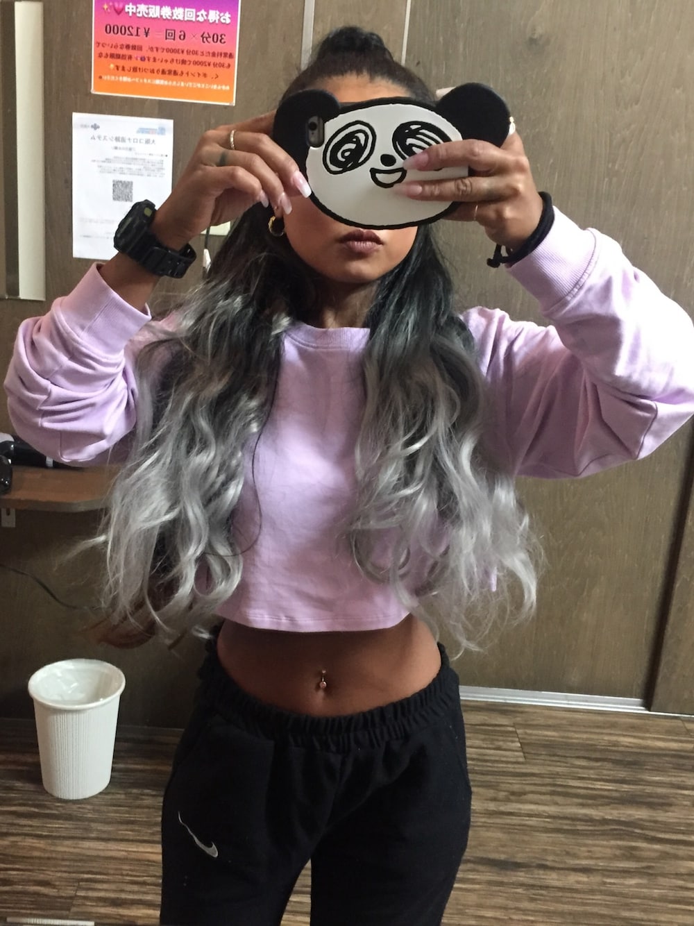 「低身長、ラフコーデ、ナイキ、スニーカー女子、スニーカーコーデ、NIKE、ベルシュカ、シンプル、ラフ、ストリート」｜「Bershkaのアイテム（スウェット、パープル系）」を使った、ᏝᏬᏉᏕᎥƈ 🐻❤️さん（レディース・152cm）の秋コーディネートの1枚目の写真