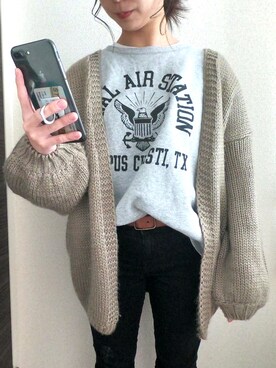 「Hanes」｜「アイテム（スウェット）」を使った、asuminさん（レディース・157cm）の冬コーディネート