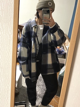 「CONVERSE（コンバース）のアイテム（ニットキャップ/ビーニー）」を使った、asuminさん（レディース・157cm）の秋コーディネート