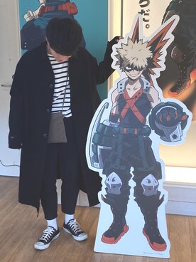 「koe（コエ）のアイテム（ステンカラーコート）」を使った、ツッキープーさんさん（メンズ・167cm）の冬コーディネート