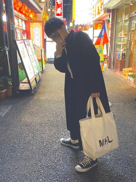「koe（コエ）のアイテム（ステンカラーコート）」を使った、ツッキープーさんさん（メンズ・167cm）の冬コーディネート