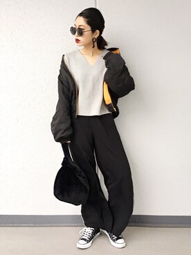 「MOUSSY（マウジー）のアイテム（ブルゾン）」を使った、Aiさん（レディース・163cm）の冬コーディネート
