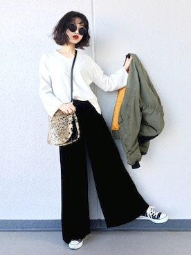 「MOUSSY（マウジー）のアイテム（ブルゾン）」を使った、Aiさん（レディース・163cm）の冬コーディネート