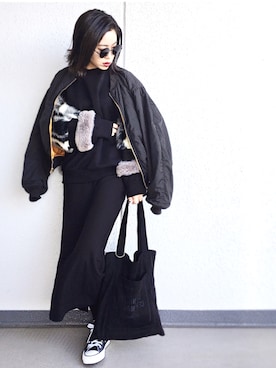 「MOUSSY（マウジー）のアイテム（ブルゾン）」を使った、Aiさん（レディース・163cm）の冬コーディネート