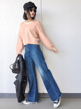 「KBF+（ケービーエフプラス）のアイテム（帽子）」を使った、Aiさん（レディース・163cm）の冬コーディネート