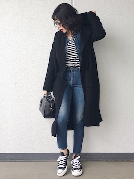 「SLY（スライ）のWOLT JW ANKLE SLIM-A（デニムパンツ）」を使った、Aiさん（レディース・163cm）の春コーディネート