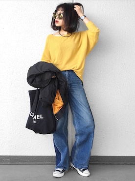 「MOUSSY（マウジー）のアイテム（ブルゾン）」を使った、Aiさん（レディース・163cm）の春コーディネート
