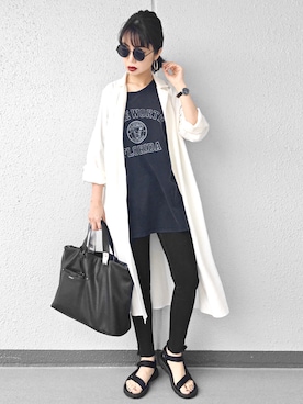 「moussy」｜「アイテム（シャツワンピース）」を使った、Aiさん（レディース・163cm）の春コーディネート