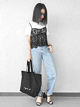 「WEGO（ウィゴー）のWEGO/コンビボストンカラーレンズ（サングラス）」を使った、Aiさん（レディース・163cm）の春コーディネート