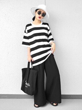 「A part by（アパートバイ）のP/PUサッシュワイドパンツ　757516 （その他パンツ）」を使った、Aiさん（レディース・163cm）の夏コーディネート