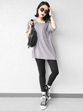 「WEGO（ウィゴー）のWEGO/リムレスラウンドタイプサングラス（サングラス）」を使った、Aiさん（レディース・163cm）の夏コーディネート