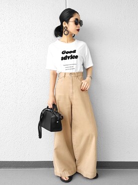 「WEGO（ウィゴー）のWEGO/リムレスラウンドタイプサングラス（サングラス）」を使った、Aiさん（レディース・163cm）の夏コーディネート