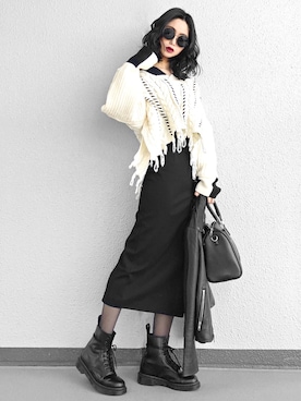 「Dr. Martens（ドクターマーチン）の＜Dr. Martens＞MONO 8アイレットブーツ ◆（ブーツ）」を使った、Aiさん（レディース・163cm）の秋コーディネート