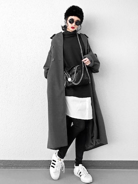 「ECLIN（エクラン）のアイテム（ステンカラーコート）」を使った、Aiさん（レディース・163cm）の冬コーディネート