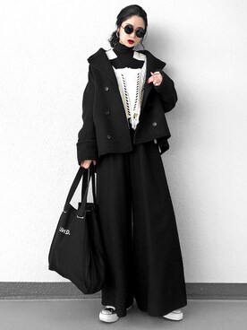 「HARE（ハレ）のアイテム（ピーコート）」を使った、Aiさん（レディース・163cm）の冬コーディネート