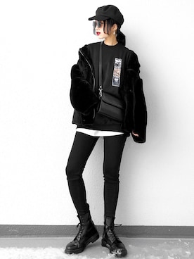 「Dr. Martens（ドクターマーチン）の＜Dr. Martens＞MONO 8アイレットブーツ ◆（ブーツ）」を使った、Aiさん（レディース・163cm）の冬コーディネート