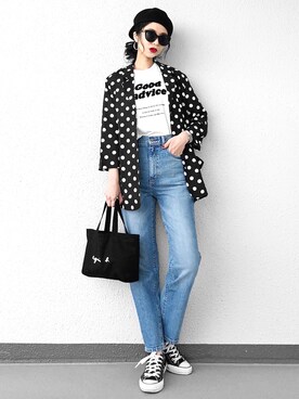 「antiqua（アンティカ）のアイテム（その他アウター）」を使った、Aiさん（レディース・163cm）の春コーディネート