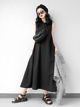 「アイテム（ボディバッグ/ウエストポーチ）」を使った、Aiさん（レディース・163cm）の夏コーディネート