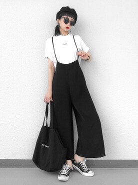 「GU（ジーユー）のアイテム（オールインワン・サロペット）」を使った、Aiさん（レディース・163cm）の夏コーディネート